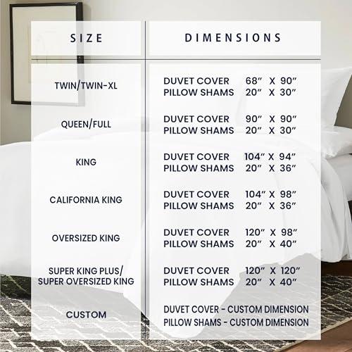 Oversized King Duvet Cover 120"x98" - 100% Egyptian Cotton, 1000 TC