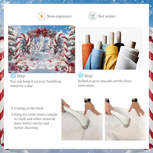 7x5ft Merry Christmas Candy Cane Backdrop for Photography, APDECCLK