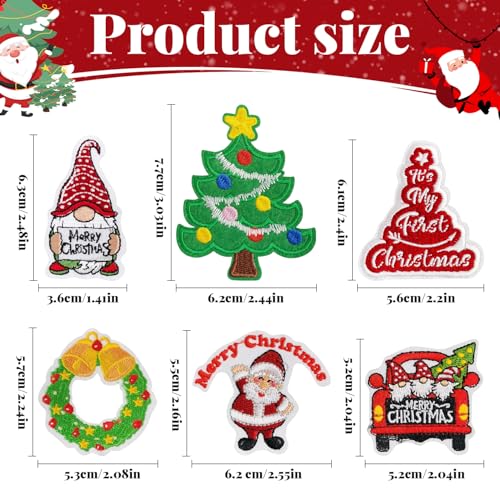 Christmas Iron-On Patches 30PCS - Festive Embroidered DIY Clothing Accessories
