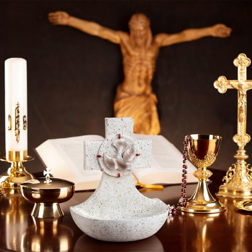 5-Inch Resin Holy Water Font Cross Wall Decoration for Home and Church