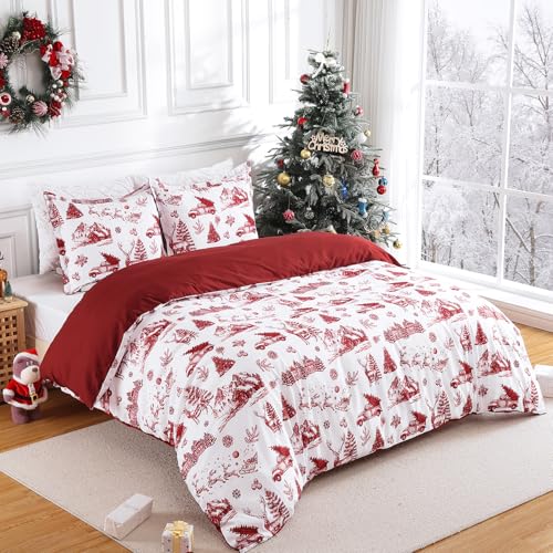 Christmas Duvet Cover King Size - Soft Microfiber Reversible Bedding