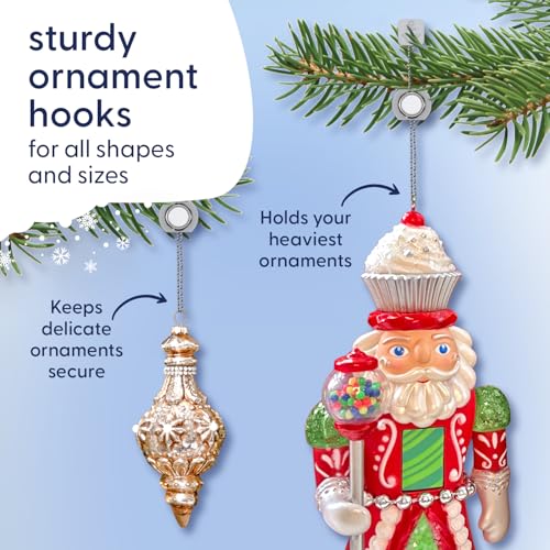 Heavy-Duty No-Slip Christmas Ornament Hooks - Green Hangers, 24 Count