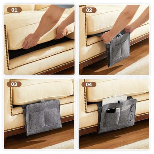 Felt Bedside Caddy Organizer for Bed Bunk and Sofa, Grey