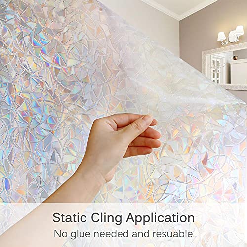 Stained Glass Rainbow Window Privacy Film - Static Cling, 17.5" x 78.7"