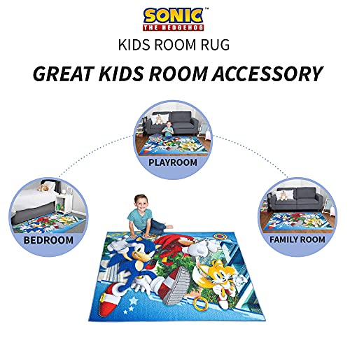 Sonic the Hedgehog Kids Area Rug, Non-Slip Playroom Mat, 69 x 52 Inches