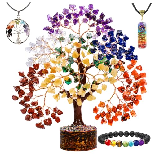 7 Chakra Crystal Tree of Life Set - Healing Necklace & Bracelet