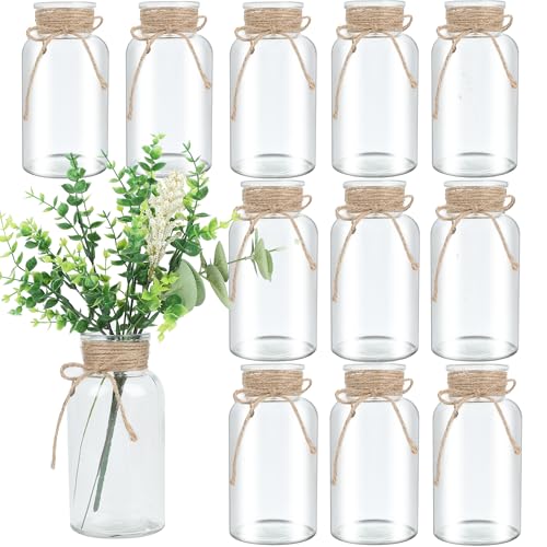 12-Pack Clear Glass Mason Jar Vases for Table Centerpieces & Wedding Decor