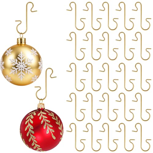 Gold 200PCS Christmas Ornament Hooks S-Shaped Hangers with Storage Box
