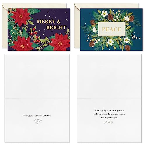 Hallmark Bulk Boxed Christmas Card Assortment, Elegant Jewel-Tone Floral Assortment (72 Cards and Envelopes)