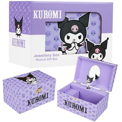 Purple Musical Jewelry Box for Girls, Kawaii Keepsake Organizer with Ring Holder