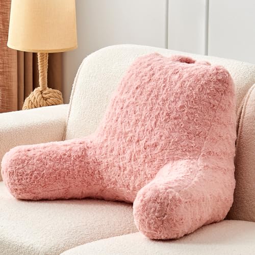 Rose Velvet Reading Pillow with Arms for Comfort and Support
