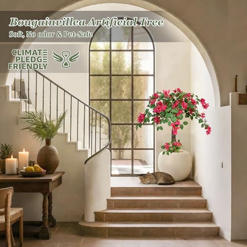 Artificial Bougainvillea Tree with Pink Silk Flowers - 3FT Tall Faux Plant for Indoor & Outdoor Decor