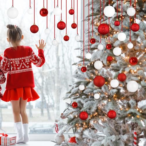 Relaxgiant 36 Pcs Christmas Ceiling Decorations - Red & White Ornaments Set