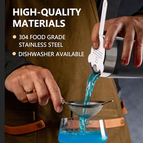 Stainless Steel Cocktail Strainer with Spring - Bar Tool for Mixologists & Home Use