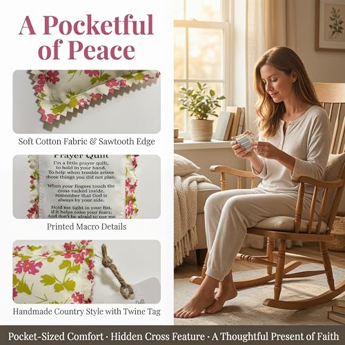 Handmade Pocket Prayer Quilt with Hidden Cross - Mini Spiritual Gift