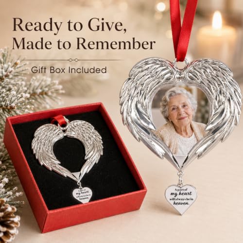 Personalized Angel Wings Memorial Photo Ornament for Christmas - In Memory of Loved Ones in Heaven