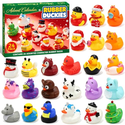 Rubber Duck Advent Calendar - 24 Days Christmas Countdown Bath Toy Set