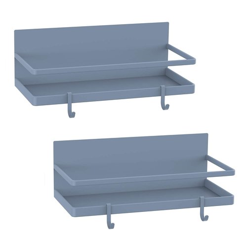 Thipoten Magnetic Spice Rack, Strong Magnetic Shelf with 2 Removable Hooks, Perfect Space Saver for Small Kitchen/Apartment, Awesome Metal Cabinet for Holding Spices, Jars, Bottle, Beve(Grey, 2Pack)