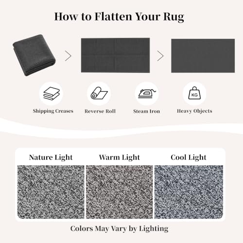 2x6 ft Waterproof Non-Slip Runner Rug for Hallways, Black and Gray