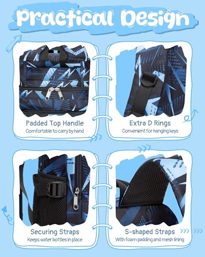 Kids School Backpack with 15.6 Inch Laptop Sleeve - Geometric Blue Bookbag