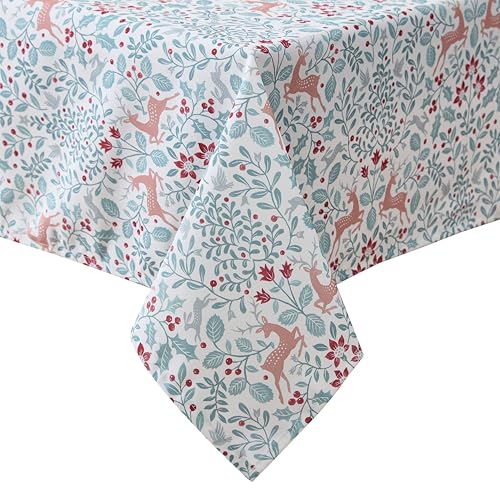 Laura Ashley Easy Care Polyester Tablecloth 70" Round Reindeer Prance