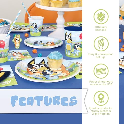 Animated Dog Birthday Party Supplies Kit for 16 Guests with Tableware