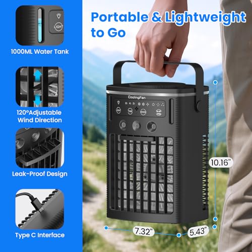 Portable Air Conditioner Fan with Remote, 1000ml Mini Evaporative Cooler
