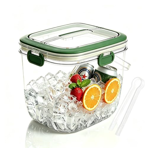 Large Capacity Ice Container with Lid for Freezer & Party Use - 4 Qt