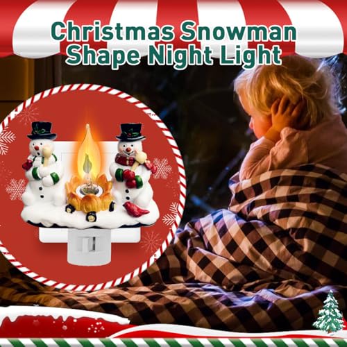 Christmas Decorations，Snowman Campfire Night Light，4 Inch Resin