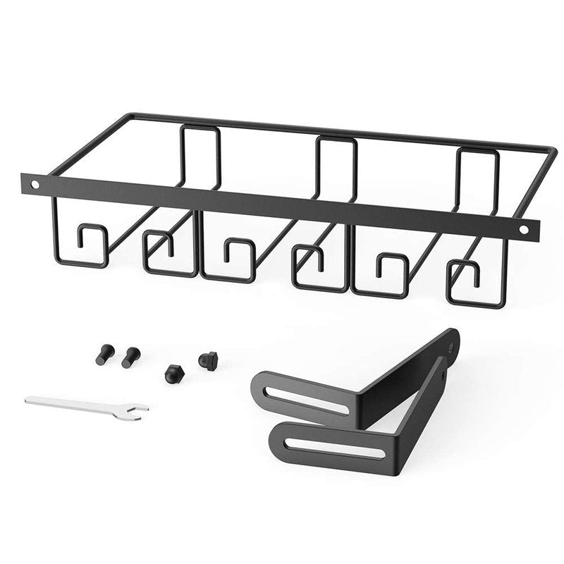 Cmecial Under Shelf Wine Glass Holder - Black, Stemware Rack for Cabinet, Holds Multiple Glasses