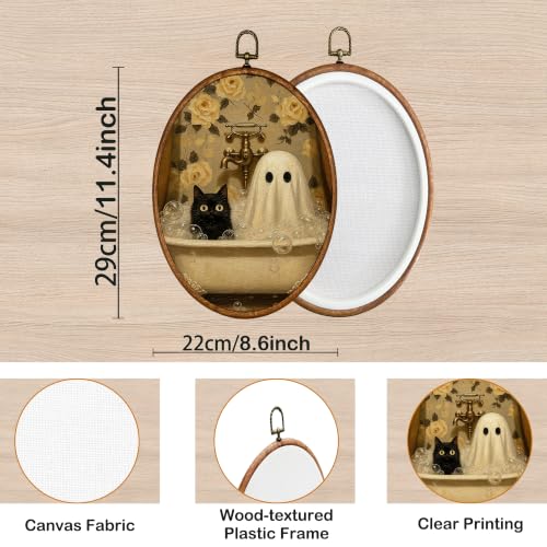 KSDUT Autumn 37 Vintage Ghost Black Cat Oval Wall Art 8.6x11.4 inches - Includes Variation