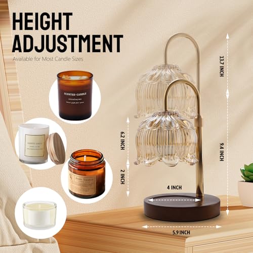 Electric Candle Warmer Lamp with Dimmer & Timer, Height Adjustable Wax Lamp