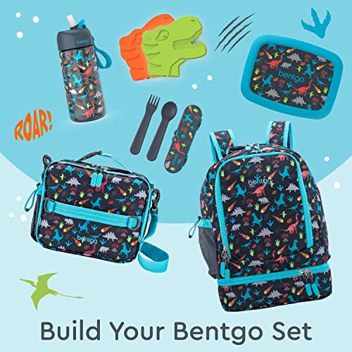 Bentgo Kids 2-in-1 Backpack & Insulated Lunch Bag - Durable 16¡± Backpack & Lunch Container in Unique Prints for School & Travel - Water Resistant, Padded & Large Compartments (Dinosaur)