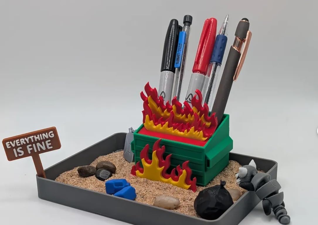 Zen Garden - Dumpster Fire Design for Stress Relief | Perfect Desk Decoration