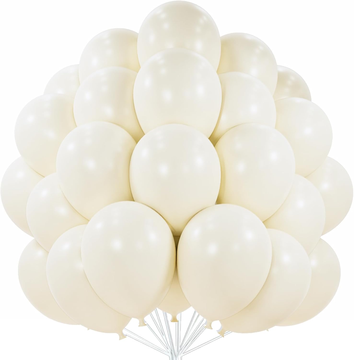 PartyWoo Beige Balloons - 50 Pcs 12 Inch Cream Ivory White for Weddings & Celebrations