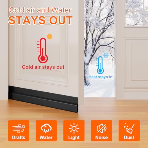 Silicone Door Draft Stopper - Adjustable Under Door Sweep Seal, 39 Inch