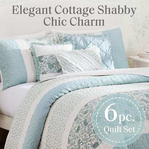 Madison Park 100% Cotton 6-Piece Coverlet Quilt Set, Full/Queen - Aqua