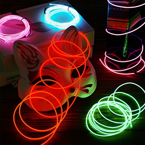 15 Pack EL Wire Neon Lights, 7ft Flexible Battery Powered LED Rope Lights