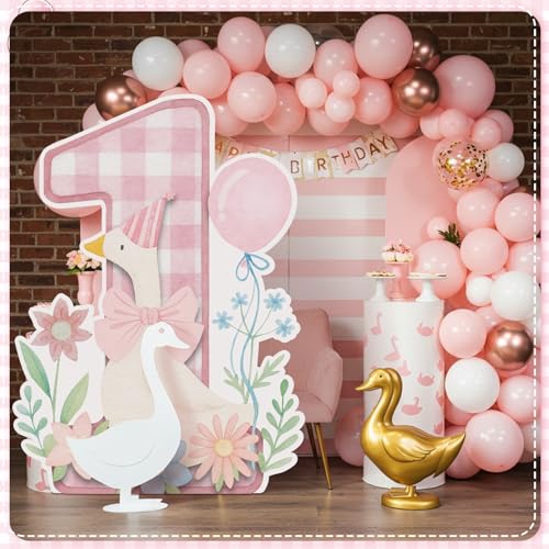 Silly Goose 1st Birthday Backdrop Cardboard Cutout, 3ft Pink Party Prop