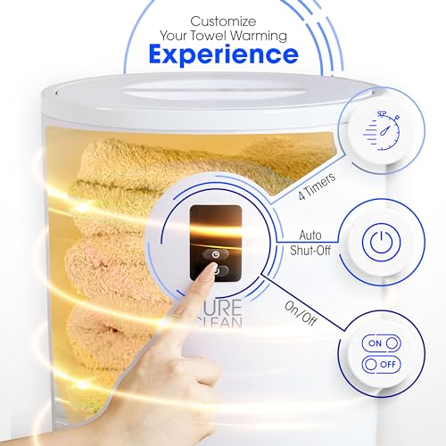 PURE CLEAN Gray Portable Towel Warmer Bucket with Fragrance Dispenser, Auto Shut-Off, Adjustable Timer, Spa-Style Heating