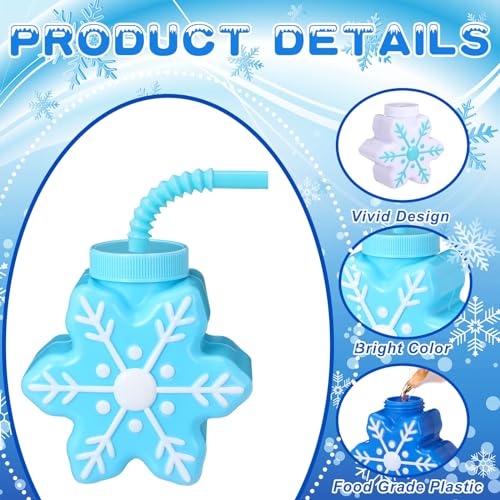 Sliner 24 Pack Snowflake Party Cups with Lids & Straws, 10 oz Winter Celebration