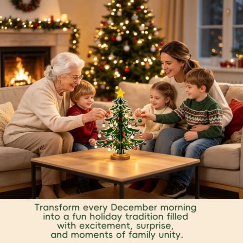 Asttosgz 24-Ct Christmas Advent Calendar 2026 | Light-Up Wooden Ornaments for Kids & Adults
