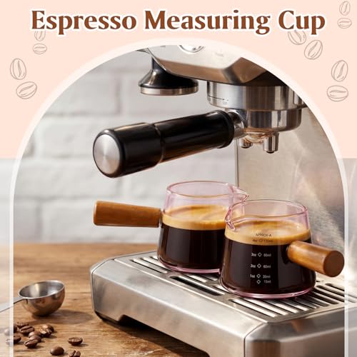 Pink 4oz Espresso Cups Set of 2 with V-Shaped Spouts - Willinglong