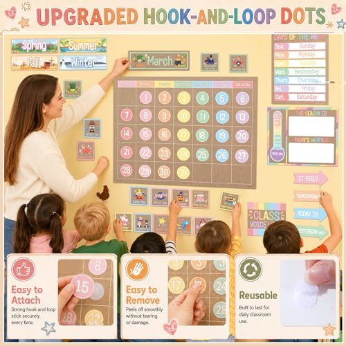 Kraft Paper Classroom Calendar Bulletin Board Set with Seasons Weather & Days of the Week