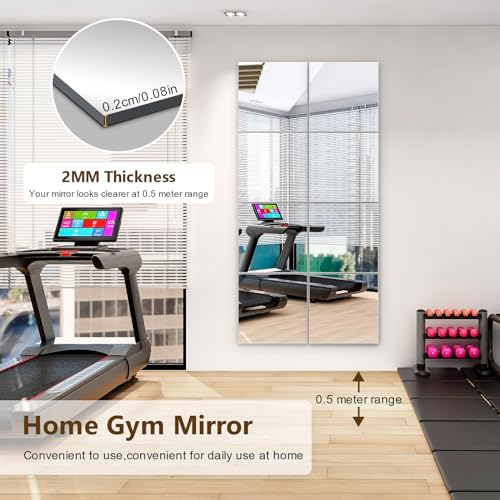 12x12 Inch Acrylic Mirror Tiles (4-Pack) - Shatterproof Self-Adhesive Wall Mirrors