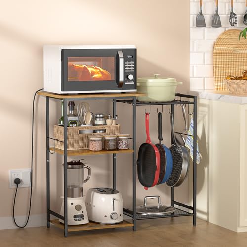 5-Tier Kitchen Baker's Rack with Microwave Stand and Storage Hooks