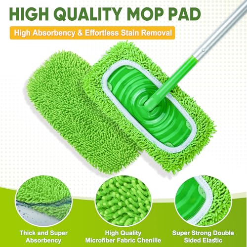 6-Pack Reusable Microfiber Mop Pads - Washable Wet & Dry Floor Cloths
