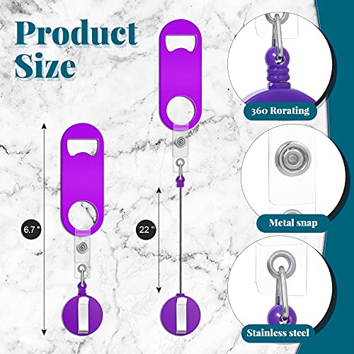 Honoson 8 Pcs Multicolor Retractable Bottle Opener Flat Bar Key with Badge Reel Clip - Classic/Multicolor/8