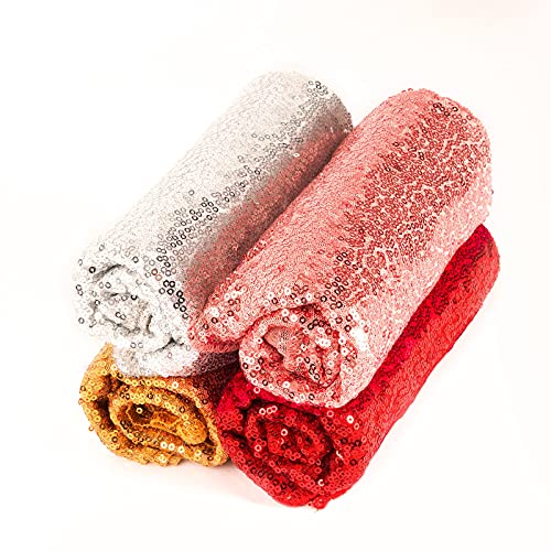 Cameway Silver & Gold 12 x 108 in Glitter Sequin Table Runner - 1 (Gold) for Graduation Party, Wedding & Baby Shower