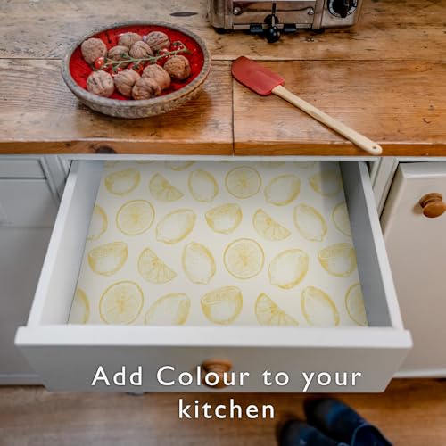 Yellow Lemon Drawer Liners - 5 Pack Wipe Clean Shelf Liner Paper
